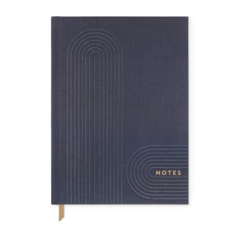 Linear Geo Notes Cloth Hardbound Journal in Navy Blue