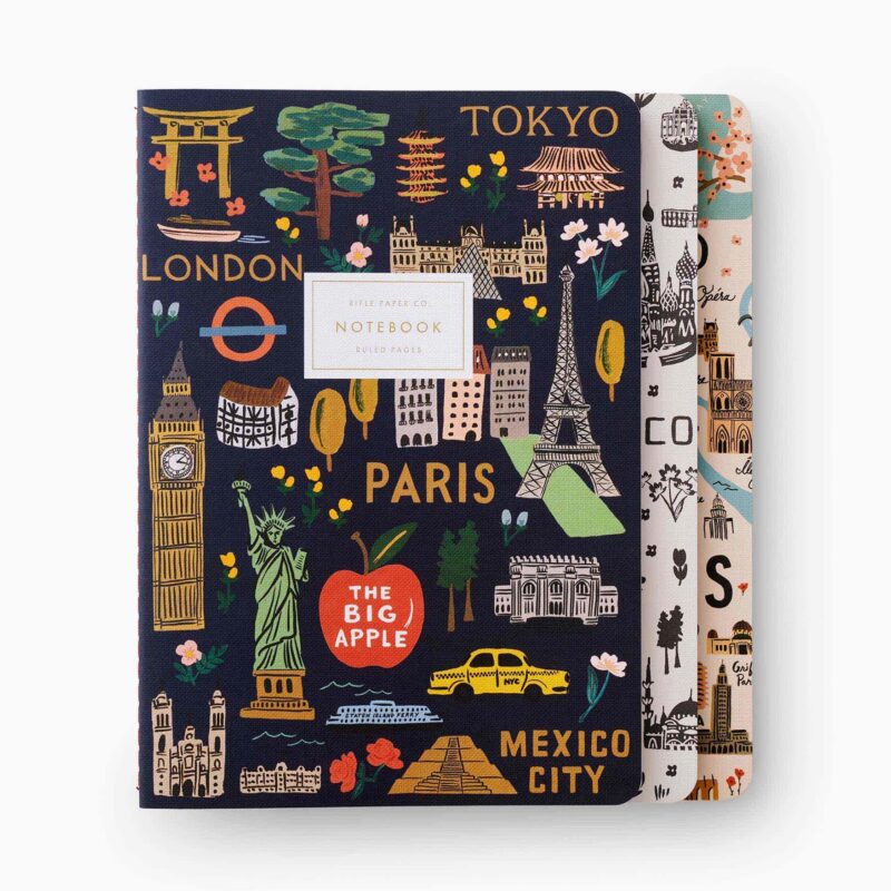 Bon Voyage Stitched Notebook 3pk