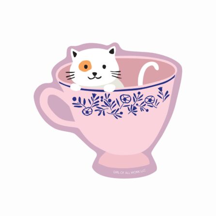 Cat Teacup Vinyl Sticker