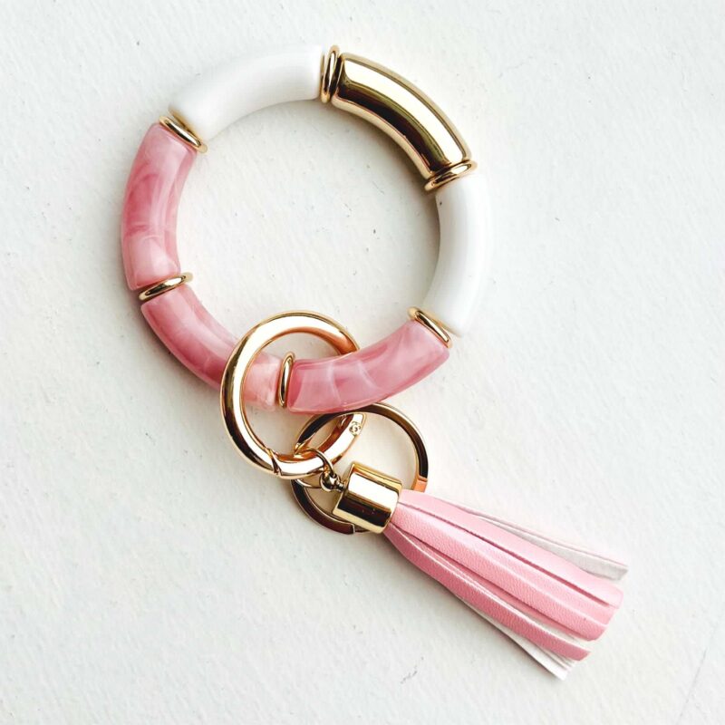 Bamboo Wristlet Key Ring - Rosy