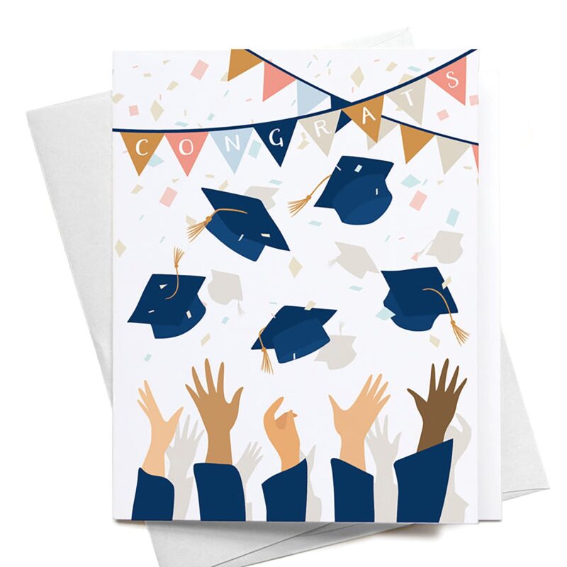 Congrats Graduation Caps Greeting Card