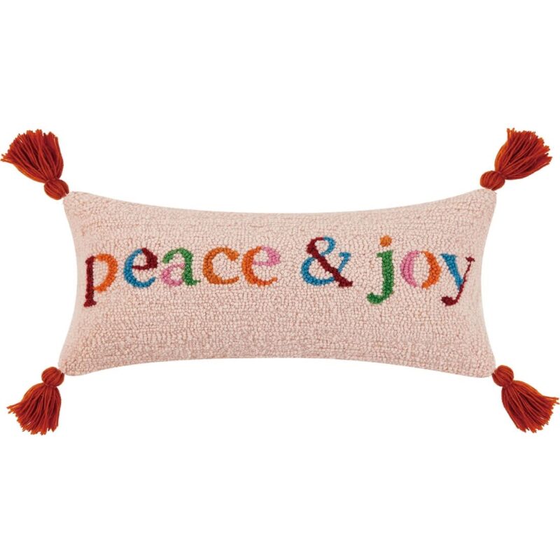 Holiday : Peace & Joy Hook Pillow with Tassels