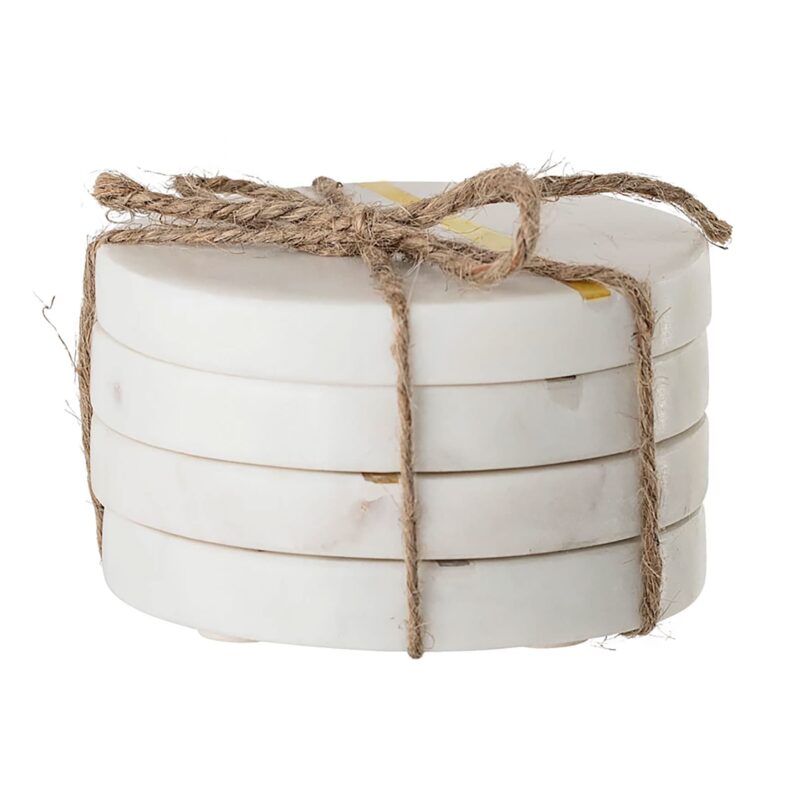 Round Marble Coasters w/ Metal Inlay