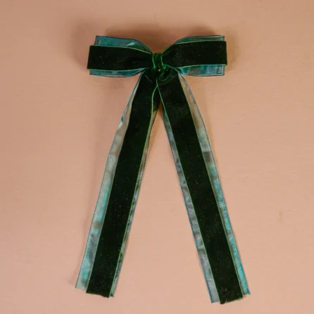 Velvet Luxe Layered Hair Bow : Green